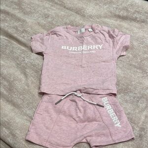 Burberry Pink Logo Tee and Shorts Lounge Set